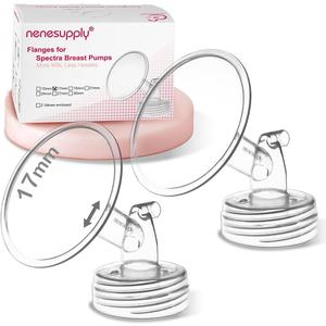 Nenesupply 17mm 2 pc Flanges Compatible with Spectra S2 S1 9 Plus Synergy Gold Breastpump Replacement to Spectra Pump Parts Flange Accessories Wide Mouth Work with Valve Backflow Protector Bottle