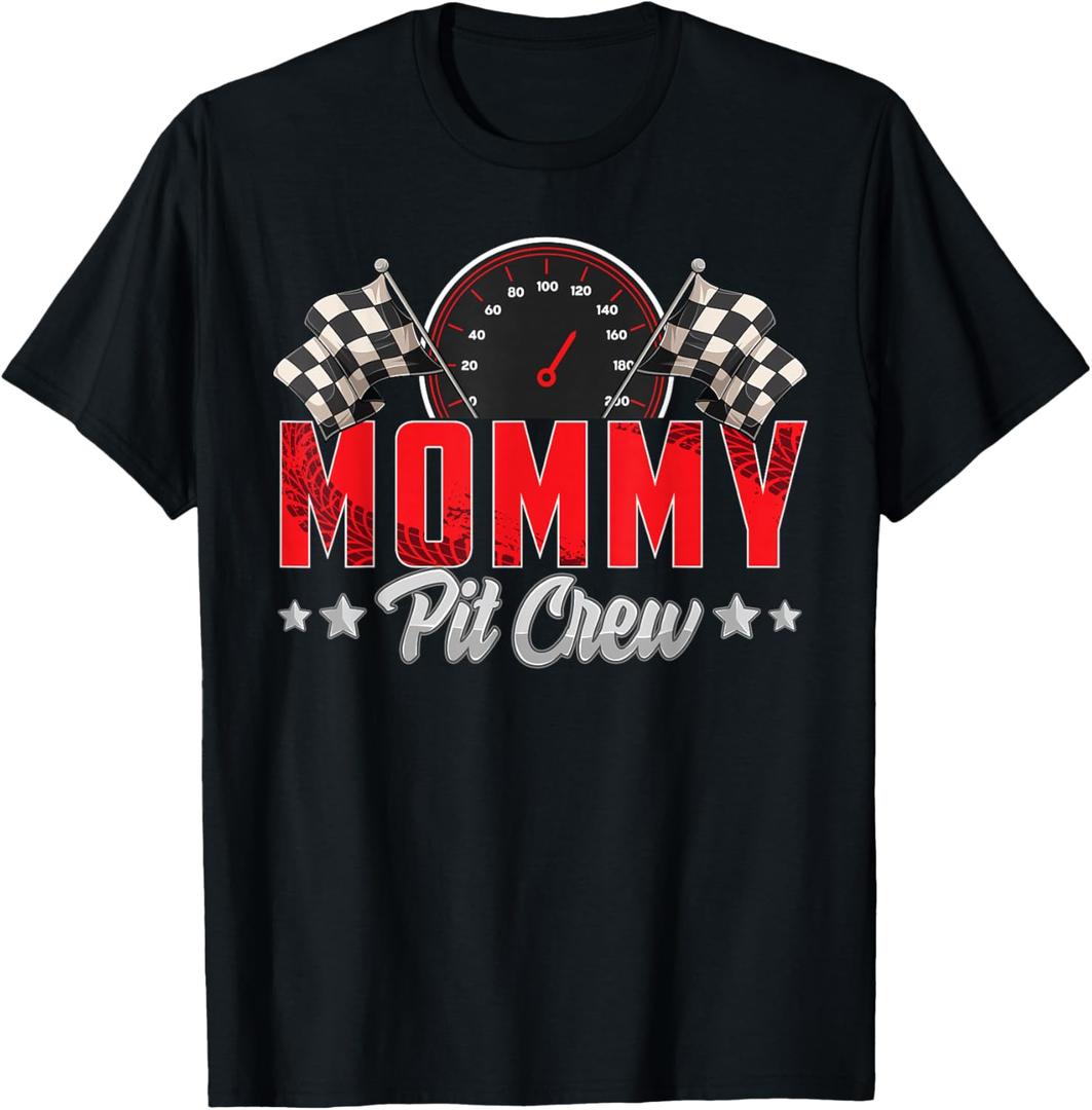 Race Car Birthday Party Racing Family Mommy Pit Crew T-Shirt, M