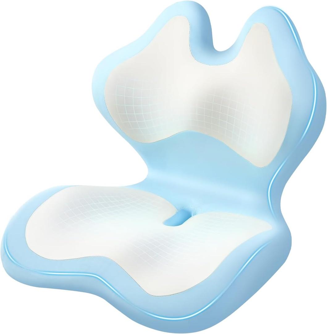 SYNNA Seat Cushion for Office Chair and Car, Ergonomic L-Shape Seat Cushion with Lumbar Support Pressure Relief for Back, Hip & Tailbone Pain, Perfect for Car, Truck & Home