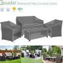 Gasadar Patio Furniture Covers, 4-Piece Outdoor Furniture Cover Waterproof for Patio Loveseat, Chair and Coffee Table, 500D Heavy Duty, Grey