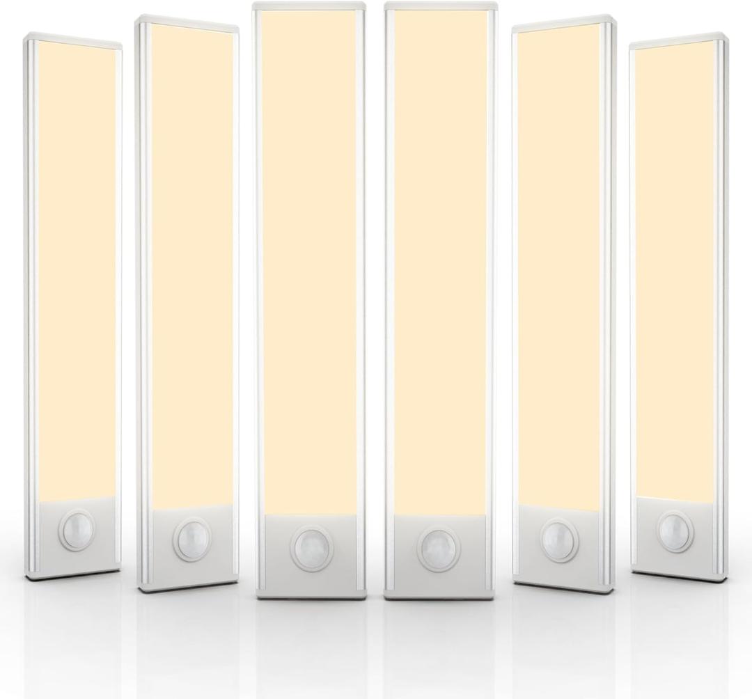 6 Pack Under Cabinet Lighting Wireless, 32 LED Rechargeable Battery Motion Sensor Light Indoor, Stick On Magnetic Closet Lights, Under Counter Lights for Kitchen, Stairs, Warm 8 in