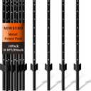 10 Pack Garden Fence Post, 5 Feet Heavy Duty Metal U-Post for Wire Fence, No Dig Garden Fence Stakes for Temporary Fencing, Electric Fence Wire, Corner Anchor, and More-Black