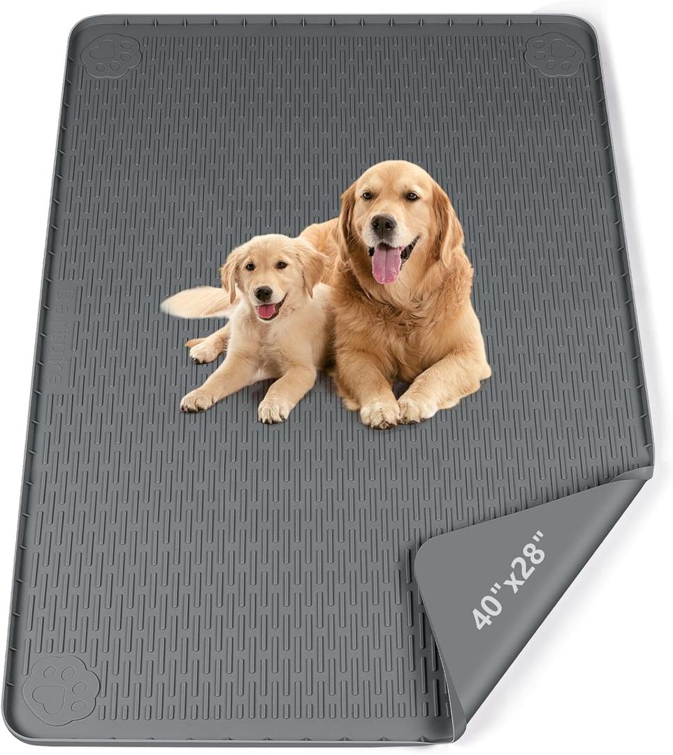 Pee Pads for Dogs, 40" x 28" Extra Large Reusable Silicone Mat, Washable Puppy Training Pads for Potty Training, Non-Slip, Leak-Proof, Indoor Floor Protection (Dark Grey)