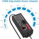 SHNITPWR Universal Power Supply DC 24V 12V 5V 6V 9V 14V 19V Adjustable AC/DC Adapter 100V~240V AC to DC Variable Power Converter Multi-Voltage 3.5V ~ 24V 6A 144W Power Adapter 14 Tips LCD Display