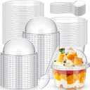 Layhit 150 Pcs Disposable Clear Plastic Cups with Dome Lids and Spoons Dessert Cups Small Ice Cream Cups Dessert Containers Snack Bowls for Cake Fruit Parfait Food Pudding at Party (8oz)