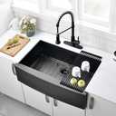 30 Inch Black Farmhouse Sink - VOKIM 30 x 22 Apron Front Farmhouse Sink Stainless Stee 16 Gauge Farmhouse Apron Curved Front sink Single Bowl Kitchen Sink
