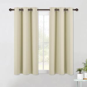 NICETOWN Blackout Curtains & Drapes for Bedroom, Beige, W34 x L48, Set of 2, Triple Weave Grommet Top Thermal Insulated Light Blocking Panels for Bathroom/Living Room