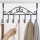 Over the Door Hooks for Hanging, Door Hanger Organizer, Over Door Towel Rack Hanger Coat Rack Hooks for Clothing, Anti-Rust Overdoor Organizer Rack with 7 Hooks for Bathroom Bedroom Hat Purse Robe (1 Pack)