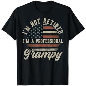 I'm Not Retired I'm A Professional Grampy Funny Retirement T-Shirt Large, Black 