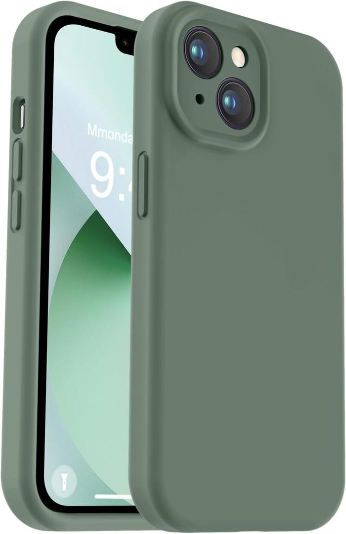 Vooii Compatible with iPhone 13 Case, Liquid Silicone Upgrade [Camera Protection] [Soft Anti-Scratch Microfiber Lining] Shockproof Phone Case for iPhone 13 6.1 inch - Cypress