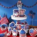 Oudain 24 Pcs Large 5 Inch Patriotic Star Tree Ornaments Stuffed Fabric Star 4th of July Memorial Day American Flag Decor Vase Filler Ornaments for Independence Day, Red White and Blue (Bright)