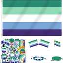 PRIDE 3x5 FT MLM Gay Flag Bundle for LGBTQ+ Accessories Present Celebration Parades Home Decor Party Supplies Festivals (Dark Green, Green, White, Blue, Dark Blue)