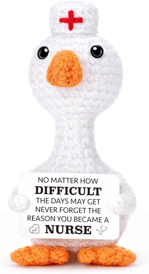 Nurse Appreciation Gifts Nurses Week Gifts for Women, Thank You RN Gift for Nurses Women Nursing Students Graduation Gift, Nurse Day Presents Idea for Practitioner LPN Positive Crochet Goose Support