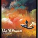 FULDGAENR 12x16 Picture Frame, Black Frames for 12 x 16 Inch Photo Poster Certificate, High Transparency Wall/Tabletop Frame with Horizontal Vertical Display (Black | 12"x16")