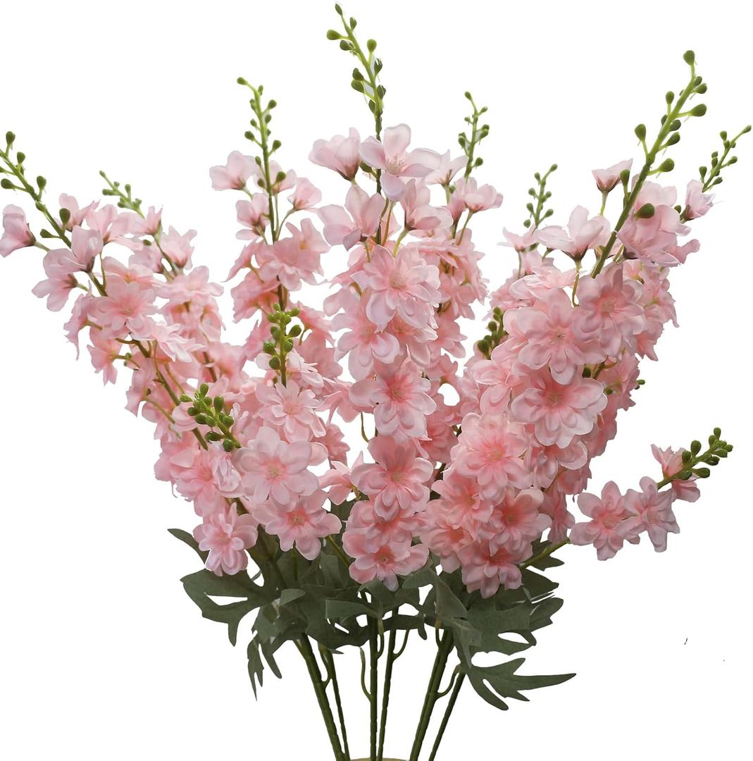 Faux Pink Flowers Artificial Delphinium 8PCS Long Stem Artificial Flowers for Tall Vase 33.46" Pink Silk Flowers Artificial Snapdragon Flowers for Wedding Baby Shower Home Table Decor