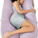 QUEEN ROSE Cooling Pregnancy Pillows, U Shaped Full Body Maternity Pillow for Pregnant Support, Rayon Derived from Bamboo, Buttery Soft, Super Breathable for Hot Sleeper, Purple