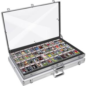 Card Display Case, Aluminum 34" L x 22" W Glass Display Case for Cards, 2-Pack XL Large Tabletop Display Case with Lock, Portable Trade Show Display for Jewelry MTG Cards and Collectible Cards