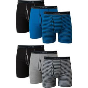 Hanes Mens Underwear Briefs, Cool Dri Moisture-wicking Cotton No-ride-up For Men, Multi-packs Available Boxer, 6 Pack - Striped Assorted, Large US