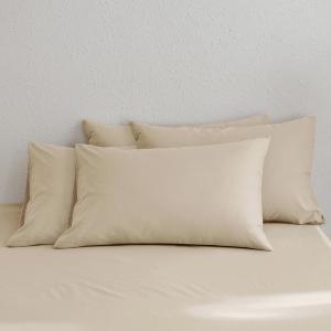MooMee Bedding Pillowcases Pack of 4 100% Washed Cotton Linen Like Textured Breathable Durable Soft Comfy (Heathered Almond Milk Grey, Queen)