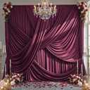 50ft12ft Burgundy Backdrop Curtains for Wedding Parties, 10 Panels Wrinkle Free Polyester Photo Backdrop Drapes Back Drop Cloth for Birthday Photography Background, W5' x H12'
