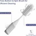 Baby Bottle Brush Set, Innovative Efficient Press-to-Spin Brush Cleaner - Includes Silicone Bottle Brush, Nipple Brush, Straw Cleaner - Spinning Generates Rich Foam for Deep Cleaning, Gray