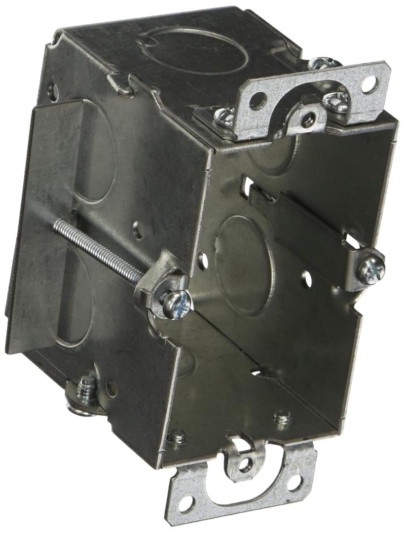 Hubbell 3 in. x 2 in. Switch Box, Gangable, 2-1/2 in. Deep, Four 1/2 in. KO's, Plaster Ears, Old Work, Gray, (509)