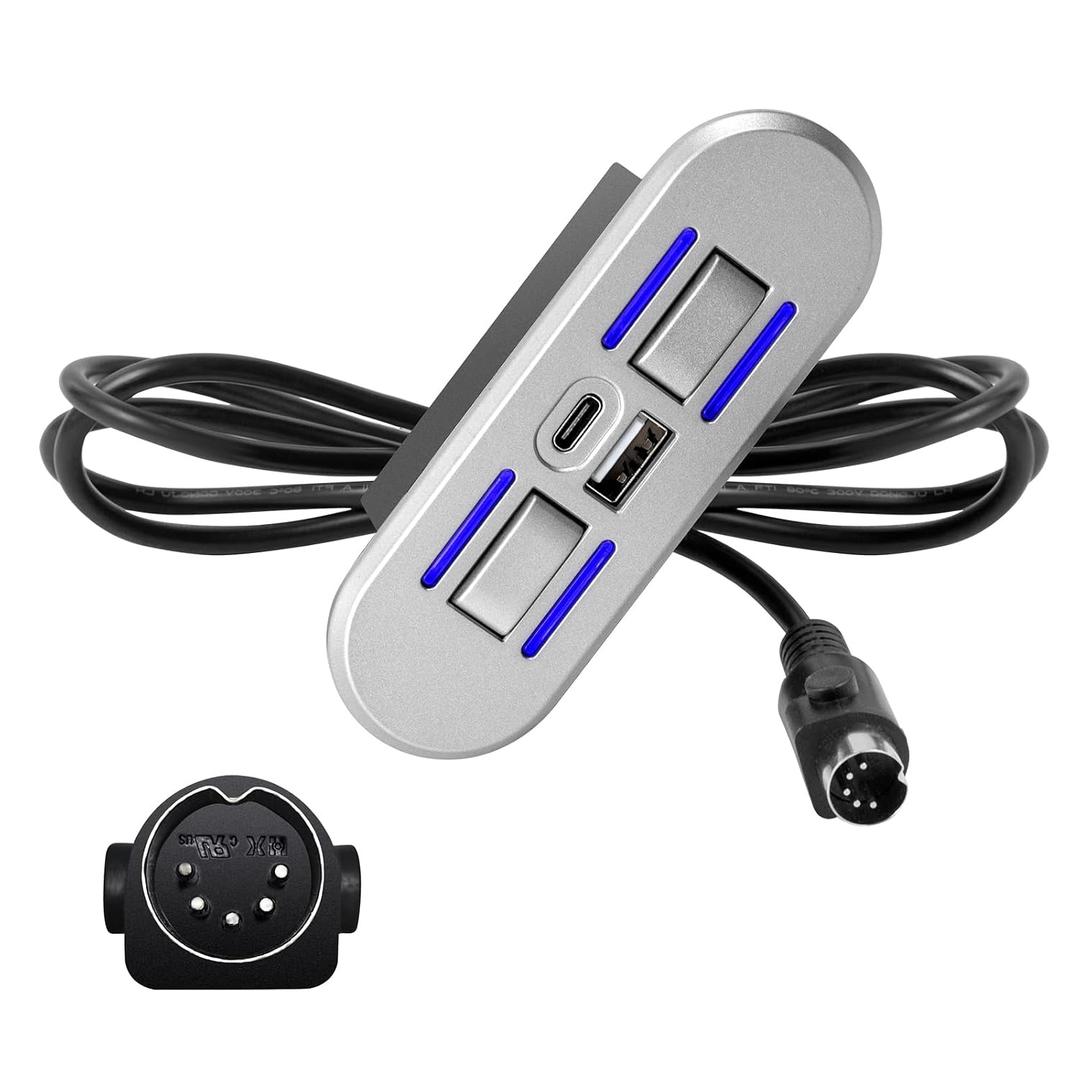Electric Recliner Switch with USB-C Charging Port and Light, 5 Pin Straight Plug Replacement Hand Control for Power Sofa, Lift Chair, Lazy Boy Recliners, Power Reclining Couch, Lift Sofa Parts