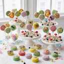 5 PCS Cake Pop Mold Set with 7.87-inch Tray, Heart Square Cloud Oval Round 3D Printed Cake Pop Cutter and Pusher, Baking Molds for Home Baking, Birthday Parties, Wedding Desserts