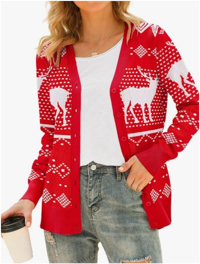 Women's V Neck Button Down Knitwear Long Sleeve Soft Basic Knit Cardigan Sweater
Size L