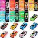 28 Pcs Valentins's Cards with Pull Back Car Valentines Day Cards for Kids Boys School Classroom Valentines Exchange Gifts Party Favor Supplies