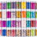 Holographic Chunky Glitter, Set of 36 Colors Craft Glitter Sparkle Sequins, Cosmetic Glitter Flake for Epoxy Resin, Body, Face, Eye, Nail Arts, Slime Making, Wedding Festival Party Decoration