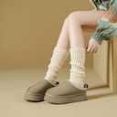Mishansha Women's Platform Slippers Slip on Mini Boots Warm House Slippers for Indoor and Outdoor (10.5, Light Brown)