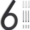 8 Inch House Numbers For Outside modern,Address Numbers For Houses Number For Address On House Metal Black Large Modern House Number Door Numbers For House Floating Flush Mount Aluminum Black Number 6