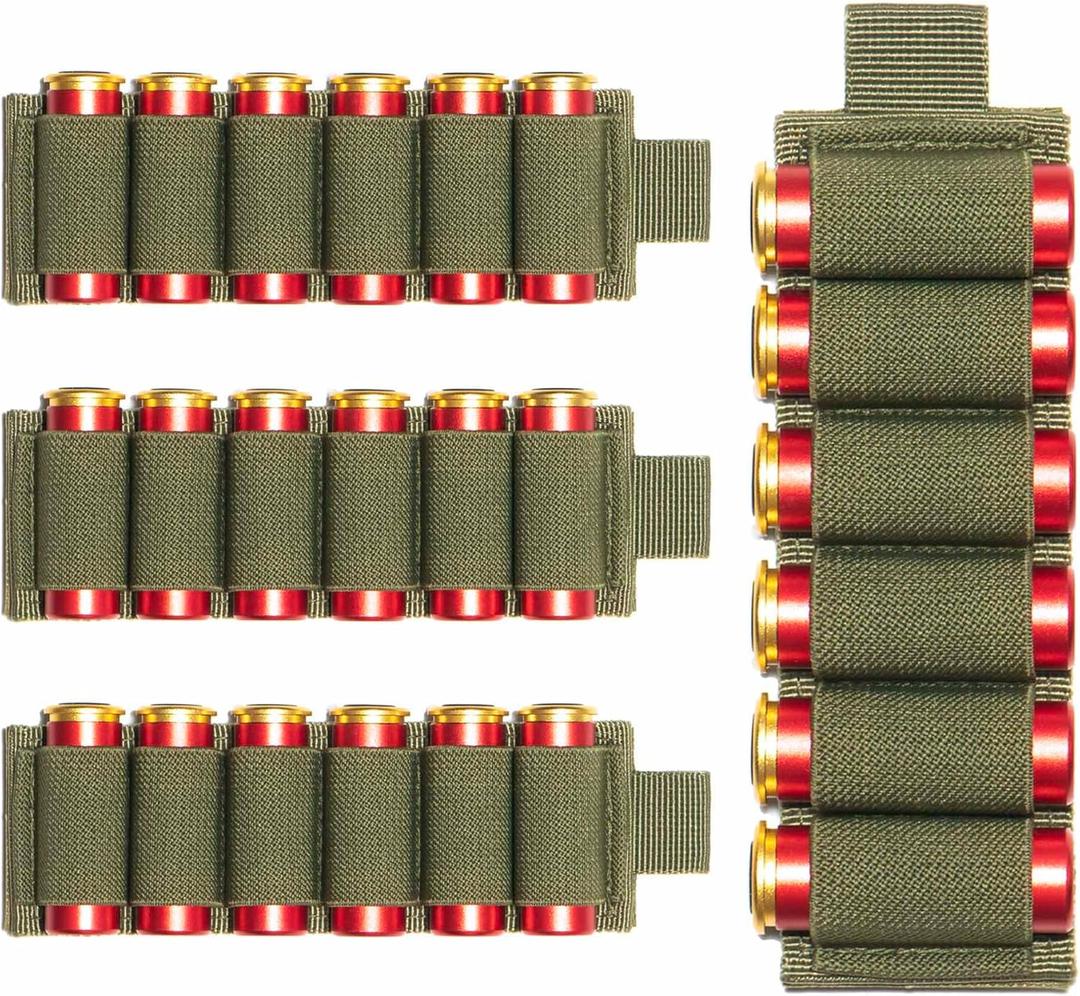 4 Packs 6 Rounds Shotgun Side Saddle Carrier 12/20 Gauge Shotgun Shell Holder Molle Buttstock Shotgun Card with Adhesive Back Sticker