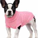 Cozy Stretch Dog Turtleneck Sweater Soft Warm Dog Knit Sweaters for Boy Girl Pets, Christmas Sweater Pullover for Small Medium Large Pup Winter Outfit,Pink M