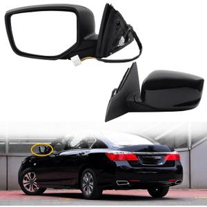 Dasbecan Driver Left Side Mirror Compatible with 2013-2017 Honda Accord With Power Glass Replaces# 76258T2FA11 HO1320272 Outer Rearview Mirror Black Color (3Pins)
