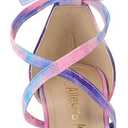 Allegra K Women's Tie Dye Platform Chunky Heel Lace Up Blue Pink Sandals 6 M US