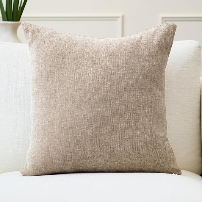 Cover Set of 1-40x40 cm (16"x16") Sand - Decorative Cushion Covers Smooth Fabric, Washable Solid Color Small Square Pillow Cover for Bed, Sofa, Chair
 4 Pack 12x20