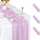 3 Pack Lavender Cheesecloth Table Runner, 17 x 108 inch, Semi Sheer Boho Cheese Cloth Fabric Table Runner Bulk for Wedding, Birthday, Party, Holiday, Home Decor (Lavender)