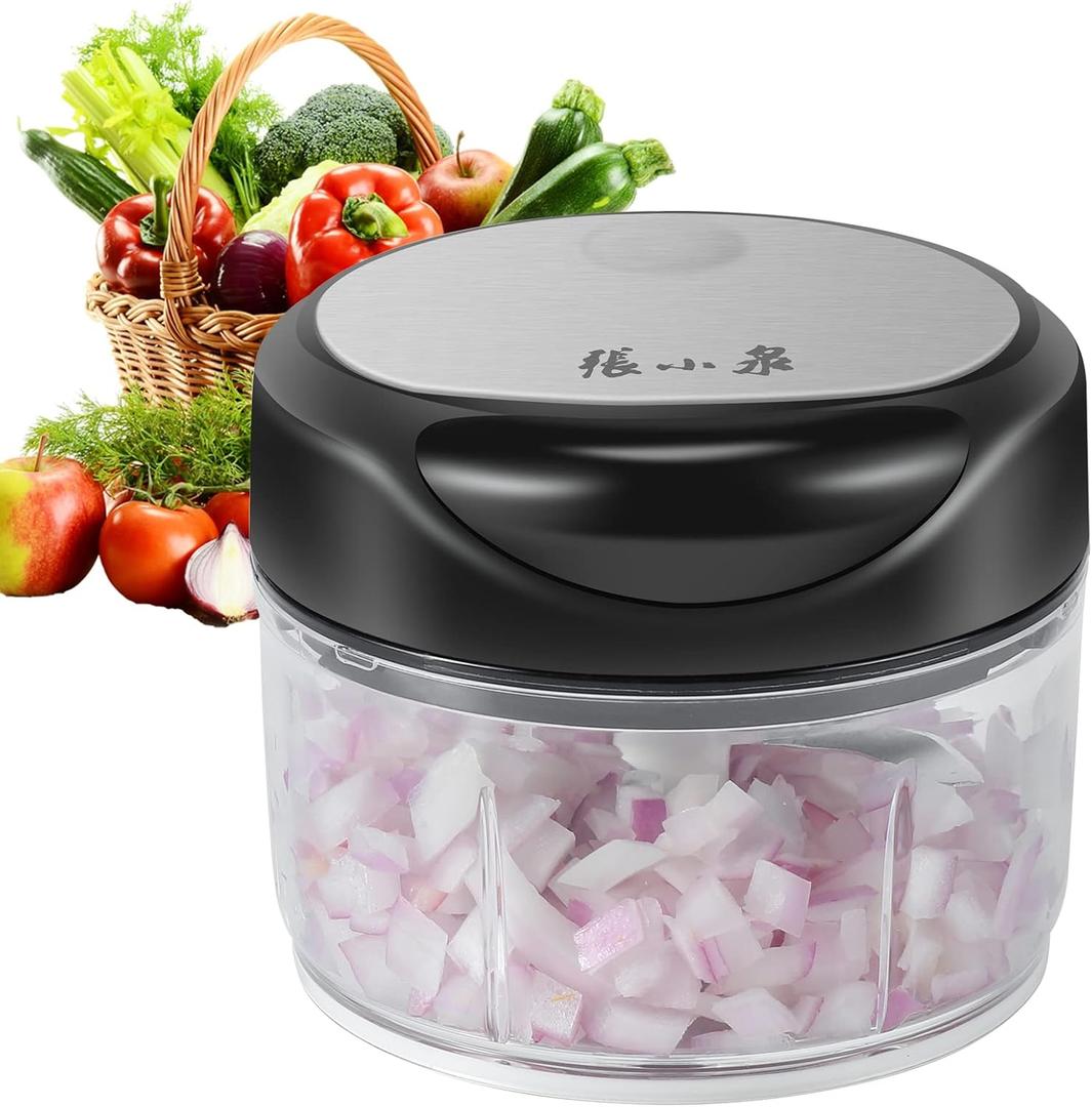 Manual Vegetable Chopper Hand Pull String Garlic Mincer Onion Cutter Manual Food Processor for Ginger, Chili, Fruit, Meat, Nuts Mini Portable Food Chopper 250ml
