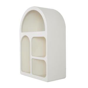 Deco 79 Wooden Geometric Arched 4 Shelf Wall Shelf with Varying Block Shapes, 16" x 8" x 24", Cream
