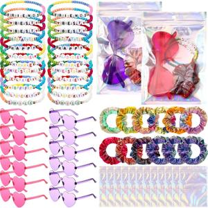 60 Pcs Kpop Party Favors Bulk Popular Singer Party Favors Friendship Gifts 12 Set Bracelets Sunglasses Hair Scrunchies Goodie Bag Stuffers for Graduation Birthday 80s Y2k Kpop Disco Fans