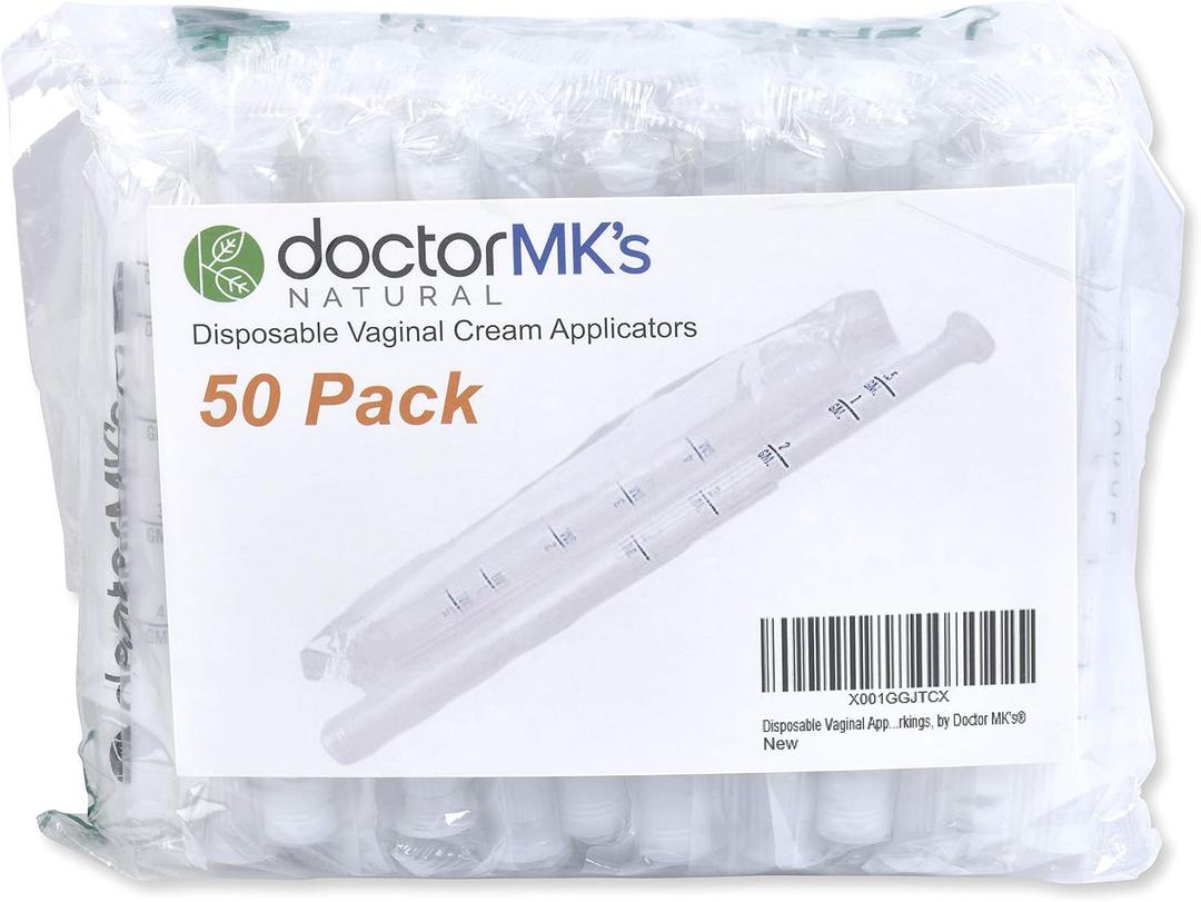 Vaginal Applicators (50-Pack) Fits Premarin Estrace Contraceptive Gels and Many More Creams, Individually Wrapped Disposable Applicator Dosage Marked by Doctor MK's