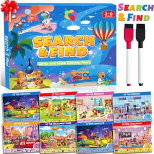 Search and Find Activity Books for Kids Ages 3-5, Car Airplane Travel Toys Games Activities for 3-5 4-8, Toddler Kid Road Trip Essentials, Preschool Learning Activities, Birthday Gifts for Boys Girls