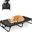 Foldable Elevated Dog Cot, No Assembly Need, Waterproof Folding Raised Dog Bed, Outdoor Dogs Cot Cooling Pet Hammock Bed with Breathable Mesh for Small Medium Size Dogs, Chew-Proof, Black (36"L x 7"W x 23"H)