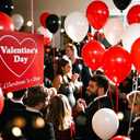 2 x 100pcs Red Black White Latex Balloons with 12 Inch Red Black Glitter Confetti Balloons Birthday Wedding Baby Shower Graduation Poker Card Decorations, Red and Black Party Balloon Set