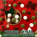 Syhood 60 Pcs Neutral Velvet Christmas Ornaments 30 Flocked Hanging Ball Ornament for Christmas Tree 30 Velvet Bow Green Brown Cream Shatterproof Ball Decoration Assortment Xmas Tree Winter Party