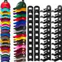 4 Pack Hat Organizer Hat Hook for Wall,Hold up to 40 Hats,Hat Holder with Strong Adhesive and Screws,Cap Holder Hat Hangers for Wall Closet Door and Bedroom(B-Black,4pcs)