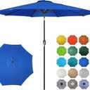 Blissun 10FT Patio Umbrella, Outdoor Table Umbrella, Yard Umbrella, Market Umbrella with 8 Sturdy Ribs, Push Button Tilt and Crank, Royal Blue