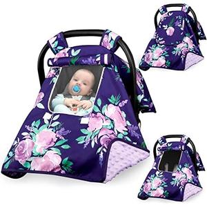 Amazon.com: Baby Carseat Seat Cover Girls, Winter Carseat Canopy, Cozy & Warm Cover with Zipper Peep Windows, Infant Minky Carrier Cover, Soft Breathable, Baby Must Have, Purple Stuff : Baby